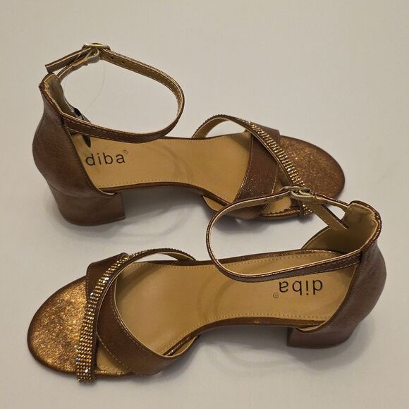 BRAND NEW DIBA LEATHER HEELS with CRISSCROSS STRAS SANDAL R3 - Picture 4 of 16